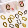 SILPECWEE 60pcs Retro Nail Charms Metal Punk Nail Jewels Engraved Nail Frame Charms for Nails 3D Nail Art Charms Flat-Back Nail Studs Nail Art Decoration for DIY Craft