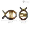 Parcelona French Round Inner Teeth Tortoise Shell and Black Cellulose Set of 2 Hair Clips for Women