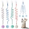 Woanger 4 Pcs Cat Spring Toys Hanging Cat Toy Hanging Door Interactive Cat Toys Cat Ball Toys with Bell Long Tail Stretchable Soft Plush Cat Teaser Toy for Kitten Chase Play and Kill Time, Gradient