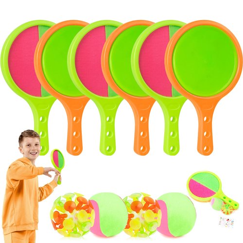 Kids Games Toss Catch Toys : Toss and Catch Ball Set - Outdoor Games for Kids with 6 Paddles 6 Balls Outside Toys Beach Backyard Pool Family Games Activities for Ages 3-12 Toddler Orange 3Pack