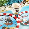 Pirate Birthday Party Supplies Decorations, Pirate Treasure Theme Paper Plates and Napkins Set with Cups and Straws for 24 Guests, 120 Pcs Disposable Party Dessert Dinnerwares