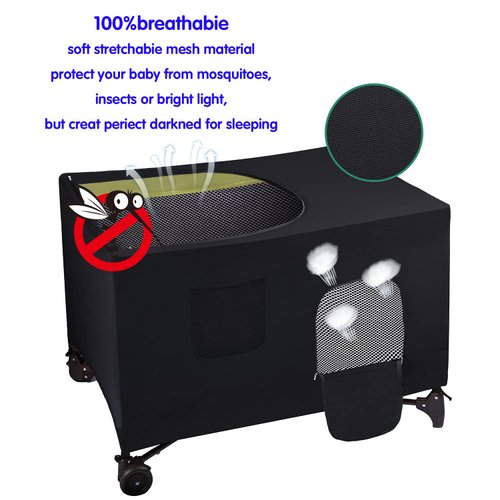 LLYWCM Crib Blackout Cover for Pack N Play - Travel Crib Cover, Breathable Baby Netting Cover/Tent for Indoor or Outdoor Portable Stretchy Blackout Tent, Net Curtains