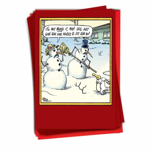 NobleWorks - 12 Funny Cards for Christmas - Cartoon Stationery Notecard Set, Boxed Holiday Greetings (1 Design, 12 Cards) - Not Worth It B5853