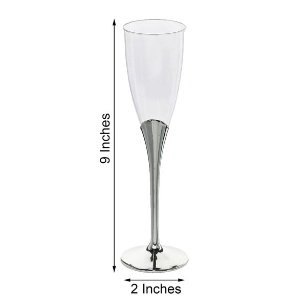 BalsaCircle 24 Plastic Flutes 5 oz Silver Champagne Glasses - Disposable Wedding Reception Events Party Tableware Wholesale Supplies