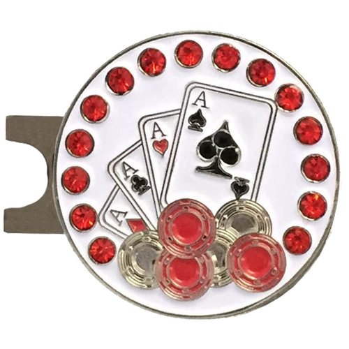 Giggle Golf Bling Golf Ball Marker with A Standard Magnetic Hat Clip | Great Gift for Women (4 Aces)