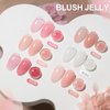 GAOY 6 Colors Rubber Base Gel Set, Jelly Builder Base Nail Gel Nude Sheer White Pink, 2-in-1 Soak Off Base Gel Nail Strengthener, Blush Jelly