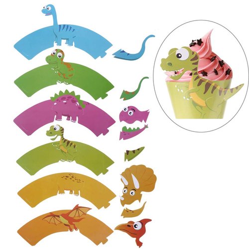 Dinosaur Birthday Party Cupcake Wrappers 48 pcs Kids Birthday Party Supplies by CCINEE
