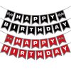 Racing Happy Birthday Banner Red Black Race Car Birthday Banner for Race Car Birthday Party Decorations Supplies