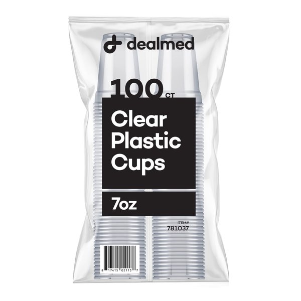 Dealmed 7 oz. Disposable Plastic Cups – 100% Recyclable Cups for Doctor's Offices, School Nurse's, Hospitals, at Home and More (Pack of 100)