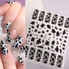 7 Sheets Gold Nail Art Stickers,Graffiti Nail Decals 3D Self-adhesive Nail Art Supplies Metal Laser Cow Graffiti Gold Silver Black Nail Art Design Manicure Tips DIY Nail Decoration,for Women Girl Kids