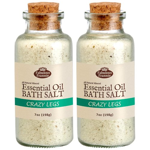 Fabulous Frannie Aromatherapy Crazy Legs Mineral Bath Salt Lemon, Peppermint, Lemongrass, Frankincense and Cypress Pure Essential Oil 7oz (Pack of 2)