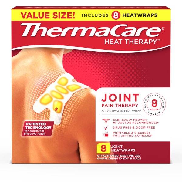 ThermaCare Adhesive Portable Heating Pad, Disposable Joint Therapy Pain Relief Heat Patches, Multi-Purpose Heat Wraps, 8 Count