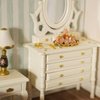 Miniature Dollhouse Vanity Table 1 12 Furniture Makeup Dressing Table with Mirror and 4 Drawers Mini House Accessories Bedroom Living Room Scene Decoration (White)