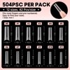 UNA GELLA Extra Long Square Fake Nails 504pcs Double Side Pre-shape Gel Acrylic XL Nail Tips for Half Cover Nail Extension Home DIY Nail Salon 12 Sizes Gelly Tips