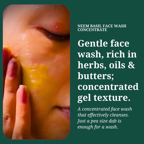 Rustic Art Neem Basil Face Wash Concentrate | Organic, Vegan & Cruelty Free | Sulphate & Paraben Free | 125g