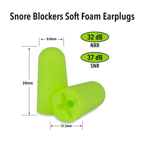 Mack’s Snore Blockers Soft Foam Earplugs, 12 Pair – 32 dB High NRR, 37 dB SNR – Comfortable Ear Plugs for Sleeping, Snoring, Loud Noise and Travel