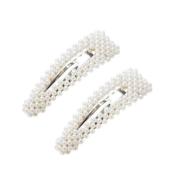 Numblartd 2Pcs Women Artificial Pearl Alloy Barrettes Hairgrip BB Hair Clips Pins - Fashion Simple Sweet Side Clamp Hairpin Hair Accessories for Wedding Bridal (Drop - Silver)