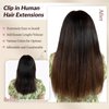 Clip in Hair Extensions Real Human Hair Brown and Blonde Highlights Human Hair Clip in Extensions 18 Inch 7PCS Highlight Medium Brown with Bleach Blonde Remy Hair Extensions Clip in for Women