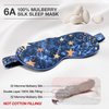 MANSPHIL 100% Mulberry Silk Eye Mask for Sleeping, Blue Galaxy Printed Silk Filled Sleep Mask for Travel, Nap. Lightweight