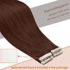Sunny Tape in Hair Extensions Auburn Human Hair Tape ins Extensions Auburn Red Tape in Extensions Human Hair Adhesive Pu Tape Hair Extensions Long Straight 50g 20pcs 24inch