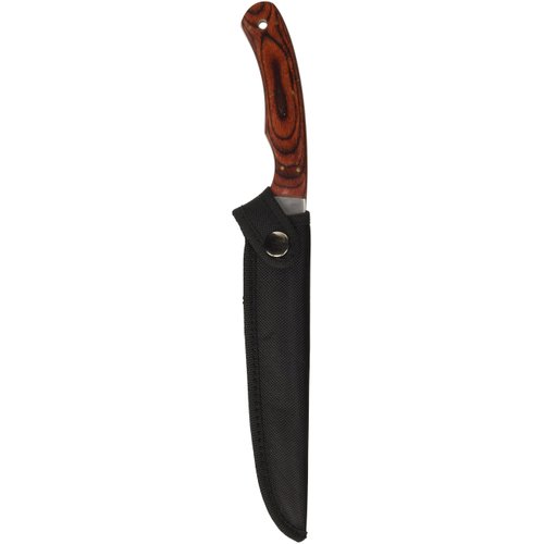 Elk Ridge - Outdoors Fixed Blade Fillet Knife - 12.25-in Overall, 440 Stainless Steel Blade, Brown Wood Handle, Nylon Sheath - Hunting, Camping, Survival - ER-028
