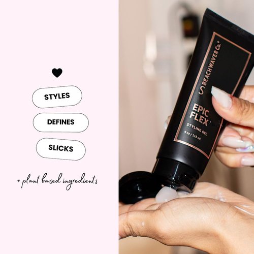Beachwaver Epic Flex Styling Gel | 4 Fl Oz - Lightweight, Non-Sticky Hair Gel with Rice Protein & Botanicals - Flexible Hold, Frizz Control, & Style Definition - Bali Beach Night Scent