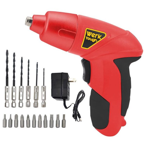 Werktough 4.8v Cordless Screwdriver with 6 Hexagon Drill and 11 Screwdriver Bits S011