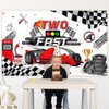 Avezano Two Fast Birthday Banner, Racing Car Theme Bday Party Decorations, Red Car Second Birthday Background for Kids Birthday Party Supplies