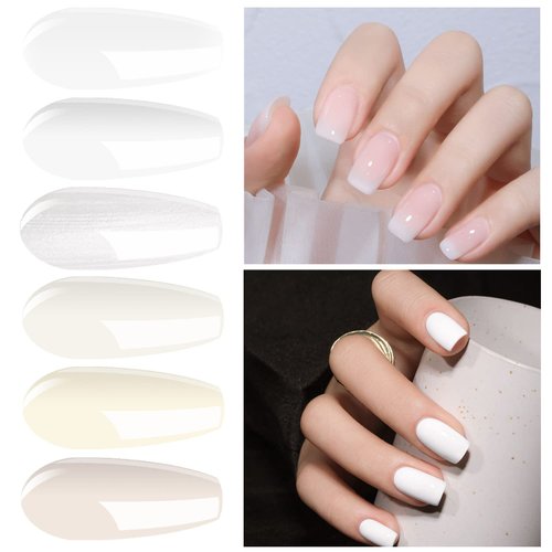 Vishine Milky White Gel Nail Polish Set of 6 French White Cold White Colors Collection UV LED Nail Gel Kit for Home DIY Nail Salon Manicure Nail Art Long-Lasting Varnish 8ml