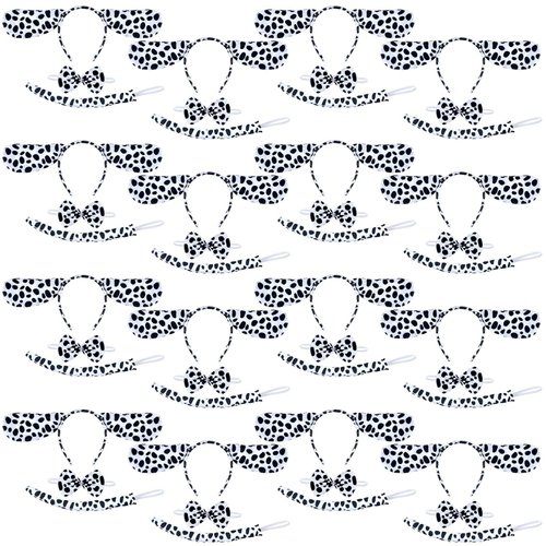 Coopay 48 Pieces Halloween Dalmatian Costume Set Dog Ears Headband Kit Include Dalmatian Ears Headbands Bow Tie and Dalmatian Tail for Christmas Halloween New Year Cosplay Costume or Party Decoration