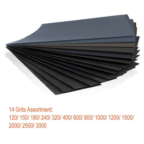 28 Pcs 120 to 3000 Grit Wet Dry Sandpaper Assortment 9 * 3.6 Inches for Automotive Sanding