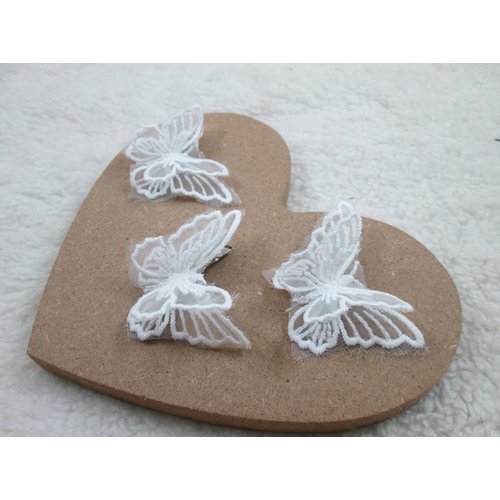 6Pcs White Double Embroidery Lace Butterfly Hair Clip Accessories for Women Girl Baby