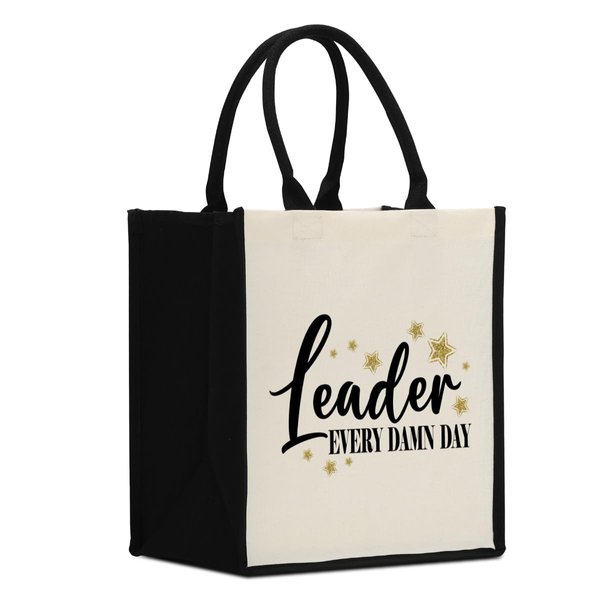 Decohim Leadership Gifts Boss Lady Gifts for Women, Cool Gifts for Bosses Manager Leader Appreciation, Black Waterproof Tote Bag Shopping Bags Boss Day, Inspirational Work Bag Reusable Grocery Bags