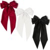 3 Pcs Silky Satin Hair Bows,Red White Black Hair Clips for Women Ponytail Holder Accessories
