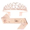CIEHER 65th Birthday Crown + 65 & Fabulous Birthday Sash + Pearl Pin Set, 65th Birthday Gifts for Women Friends 65th Birthday Decorations Women Happy 65th Birthday Party Supplies