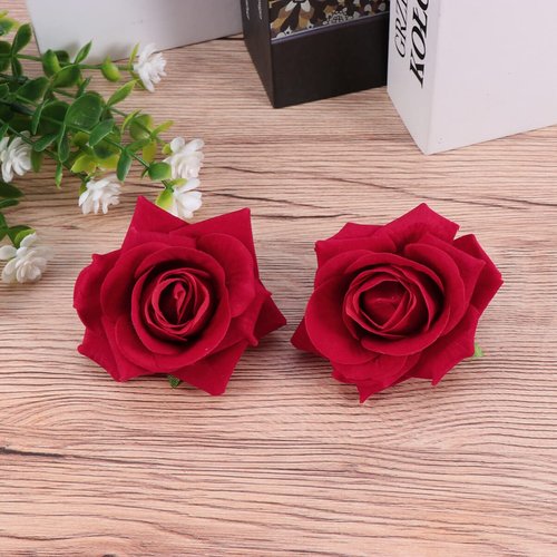 Red Rose Hair Clips Floral Brooch Rose Hair Clips Flower Hair Pins Flower Brooch for Woman Girl Wedding Party Favor Accessories Vintage Flower Hair Accessories