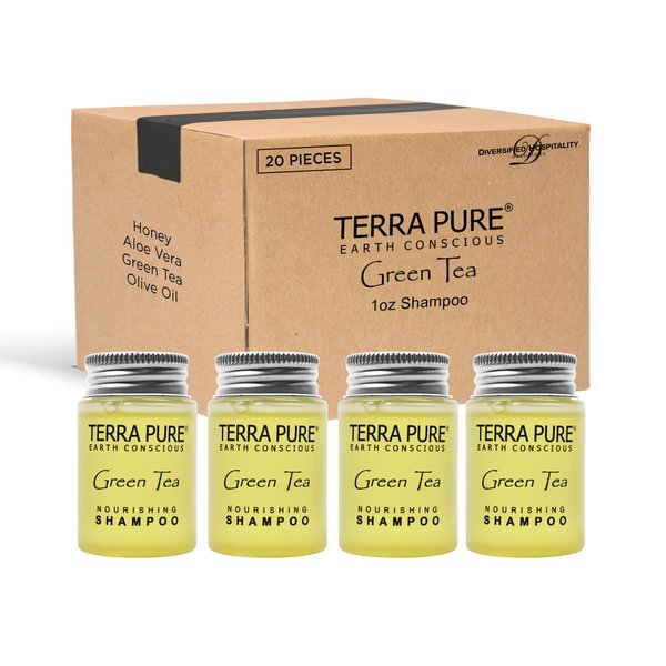 Terra Pure Shampoo, Travel Size Hotel Amenities, 1 oz. (Case of 20)