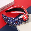 CEALXHENY 4th of July Headbands for Women, 4th of July Accessories, American Flag Patriotic Headbands, Rhinestone Pearl Knotted Headbands Beads Embellished Jeweled Headbands Holiday Gifts (US Flag C)
