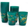 BLUE PANDA - 16 Pack Plastic Dinosaur Cups for Kids, Dino Party Favors for Birthday Supplies (16 oz)