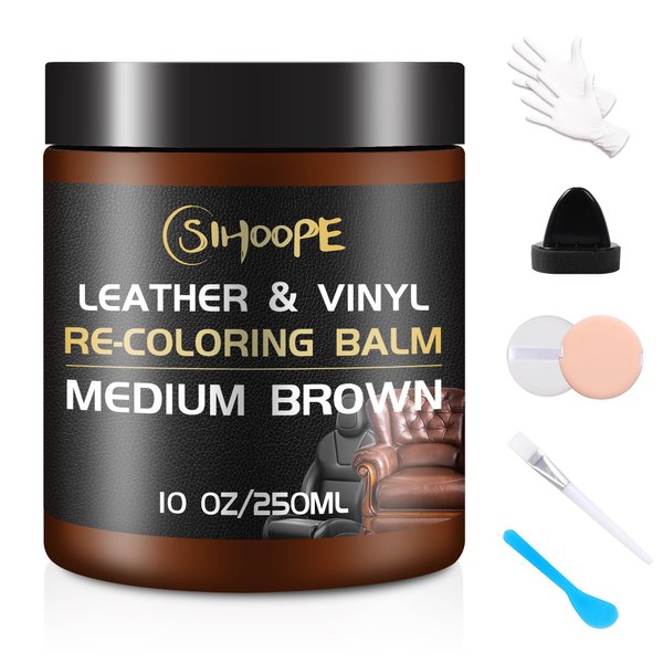 Medium Brown Leather-Recoloring-Balm Restoration - Leather Dye Vinyl Paint Leather Color Restorer Purse Handbags Jacket Furniture Couch Chair Shoes Boots Belt Saddle Car Seat Fade Stain Scratch Repair