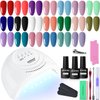 JODSONE 23 PCS Gel Nail Polish Kit with U V Light Popular Color with Durable Base Coat Matte Glossy Top Coat
