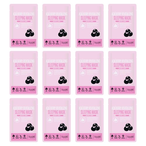 Soo'AE Acai Berry Revitalizing Sleeping Mask Skincare Brightening & Renew [Pack of 12]