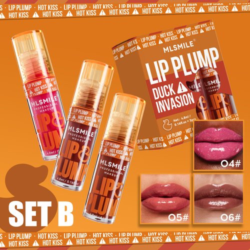 Biewals 3 Colors Duck Lip Plumper Gloss, Glitter Shine Primer Lip Tint Korean Clear Plumping Lip Gloss, High Pigment No Sticky Lip Gloss, Lip Plumper Gloss Make Lips Fuller(Set B)