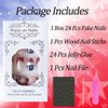 4th of July Press on Nails Short Square, French Tip Fake Nails Red Blue Nail Tips with Stars Nail Glitter Glue on Nails Independence Day False Nails Full Cover Nude Pink Stick on Nails for Holiday