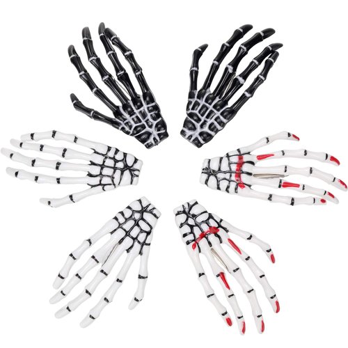 6 Pieces Skeleton Hands Bone Hair Clips Claws Skull Hand Hair Clip Hairpin Zombie Punk Rock Horror Hair Clip for Women Girls Hair Accessories (Classic Color)