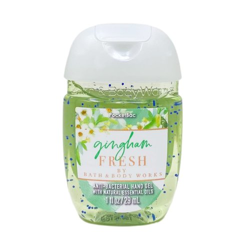 Bath & Body Works Gingham Fresh 5 Pack Mini Hand Gels with a Strawberry Lip Balm - Set of 2