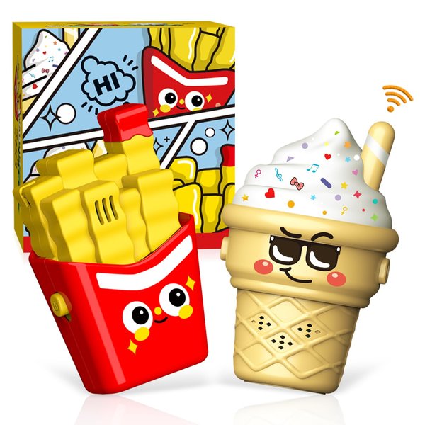 cxjoigxi Walkie Talkies for Kids, Fries and Ice Cream Toy Walkie Talkie for Toddlers with DIY Stickers, Two Way Radios Interphone Toys, Christmas Birthday Gifts for Boys Girls fit Outdoor Game Camping