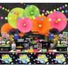 Hegbolke 80s Party Supplies - 61 Pcs 80s Plates Napkins Tablecloth Set, for Back to the 80s Party Decorations, 80s Theme Birthday Party Supplies - Serves 20