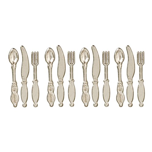 Dollhouse Miniature 1:12 Scale Metal Kitchen Dining Room Tableware Cutlery Set