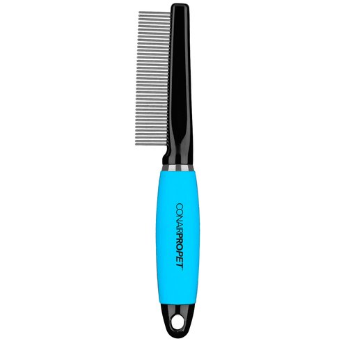 CONNAIRPRO dog & cat - Cat Comb for Matted Fur - Shedding and Cat Grooming Tool, Stainless Steel Bristles with Memory Grip Gel, Ideal for All Cat Breeds